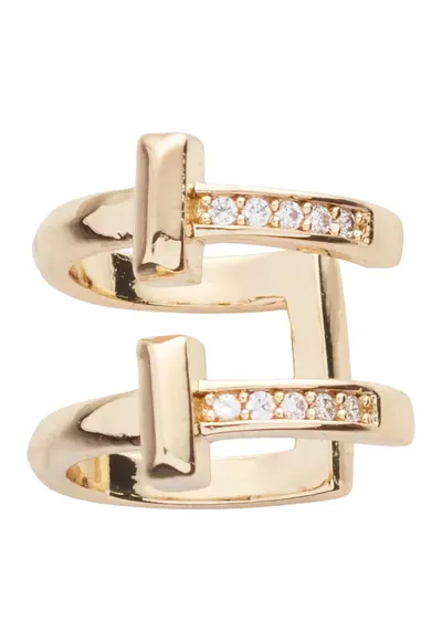 Cercel cuff cu cristale - Auriu
