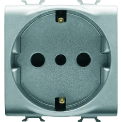 Italian/german Standard Priza 250v Ac - 2p+e 16a - P30 - 2 Modules - Titanium - Chorus