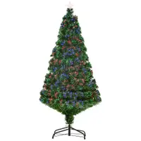 Brad de Craciun Artificial foarte Des cu Fibra Optica inaltime 150cm cu Suport, decoratiune de craciun HOMCOM | Aosom Romania