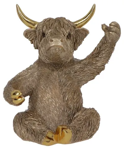 Suport pentru sticle Nemesis Now Adult: Gothic - Gold Highland Cow, 26.8 cm
