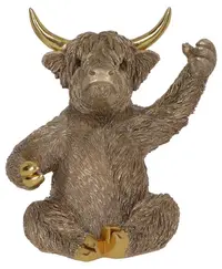 Suport pentru sticle Nemesis Now Adult: Gothic - Gold Highland Cow, 26.8 cm