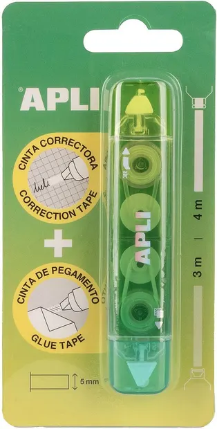 Corector tip bandă Apli – 5 mm x 4 m, cu bandă adezivă, verde
