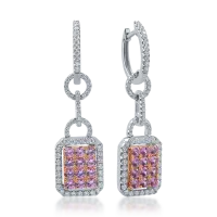 Cercei din aur alb-roz cu safire roz de 1.11ct si diamante de 0.67ct