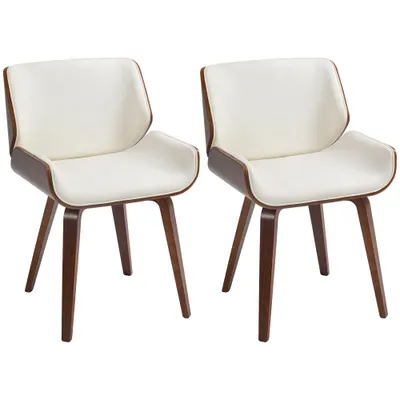 HOMCOM Set de 2 scaune pentru sufragerie stil vintage șezut tapițerie sintetică 51,5 x 53 x 79,5 cm alb maro | Aosom Romania