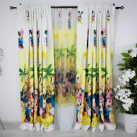 Set 2 Draperii Satinata pentru copii, Mickey si Minnie, 140cm latime x 260cm inaltime, cu tiv lat pt bara
