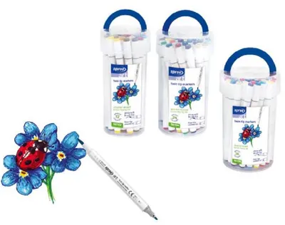 Markere cu doua varfuri Spree - Art Soft Brush, 36 culori