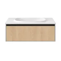 Set dulap baie cu lavoar inclus Kolpasan Pandora, 110 cm, stejar