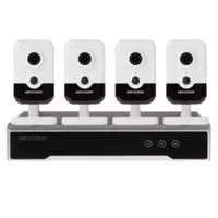 Sistem supraveghere interior IP WiFi Hikvision KIT-HK-WF-4INT4MP10IR-P-A, 4 MP, IR 10 m, 2.8 mm, microfon, slot card, PoE