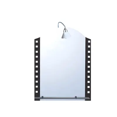 Oglinda baie RO-7062 cu iluminare si etajera 60x80 cm negru