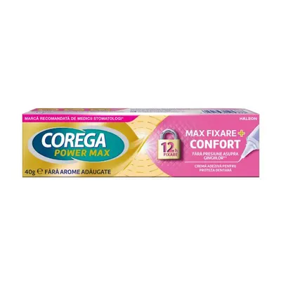Crema adeziva pentru proteza dentara Corega Power Max Fixare+Confort, Haleon | 40 g
