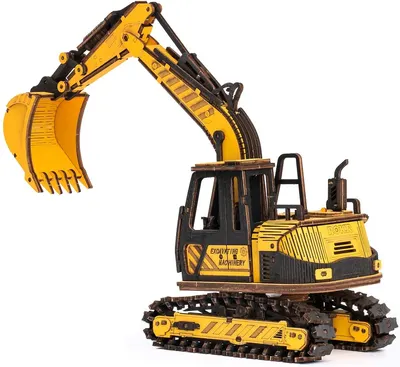Puzzle 3D din lemn Robo Time din 395 de piese - Excavator