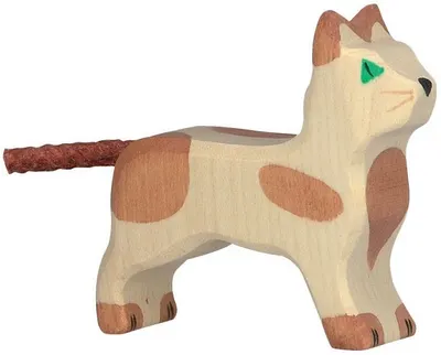 Figurina din lemn Holztiger - Pisica mica in picioare