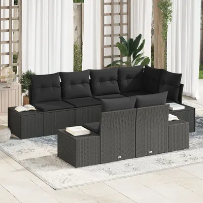 Gossi set de canapea de gradina cu perne negru poliratan