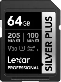Card de memorie Lexar - Professional SILVER PLUS, 64GB, SDXC, UHS-I