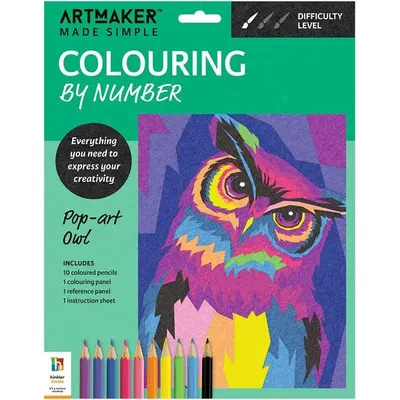 Art Maker Made Simplecolouring By Number Kit: Pop-Art Owl