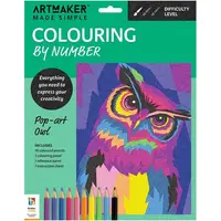 Art Maker Made Simplecolouring By Number Kit: Pop-Art Owl