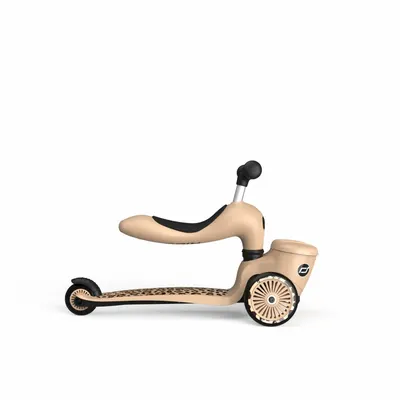 Trotineta copii cu sezut, suport jucarie, transformabila 2 in 1, HighwayKick 1 Lifestyle Leopard, 1-5 ani, pana la 50 kg, Scoot Ride
