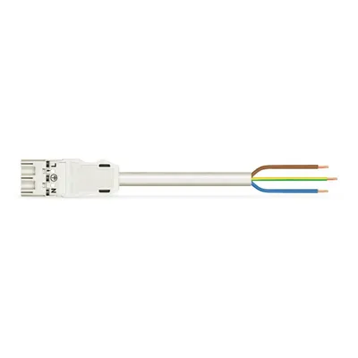 pre-assembled connecting cable; Eca; Plug/open-ended; 3-pole; Cod. A; H05Z1Z1-F 3G 2.5 mm²; 4m; 2,50 mm²; white