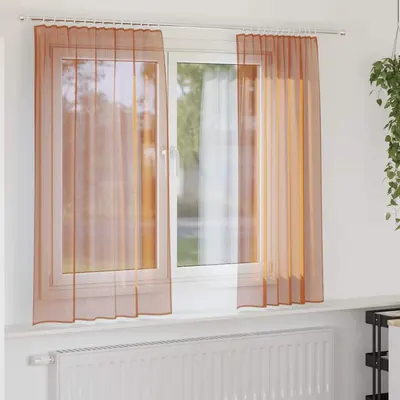 vidaXL Perdele Voile cu buzunare pentru bare 2 buc teracotă