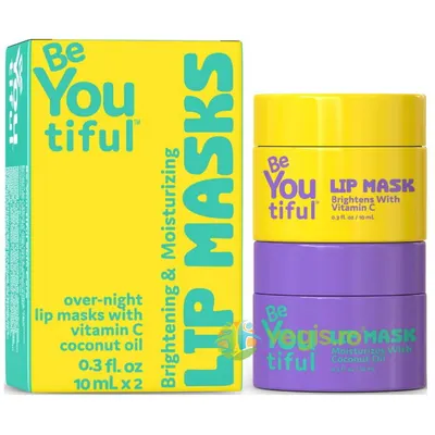 Set Masti de Noapte pentru Buze cu Vitamina C si Ulei de Cocos pentru Adolescenti si Tineri, BeYoutiful 2x10ml