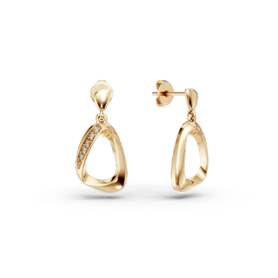 Cercei geometrici din aur galben cu diamante de 0.04ct