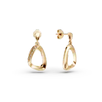 Cercei geometrici din aur galben cu diamante de 0.04ct