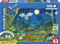 Puzzle pentru copii Schmidt din 100 piese - Animale în pădurea de noapte