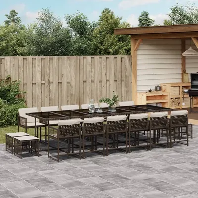 Gossi set mobilier de gradina cu perne, 17 piese, maro, poliratan