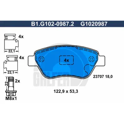 Set placute frana, frana disc GALFER B1.G102-0987.2