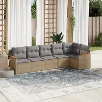 Gossi set canapele de gradina, 6 piese, cu perne, bej, poliratan