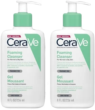 CeraVe Set - Gel de curățare spumant pentru față și corp, 2 x 236 ml
