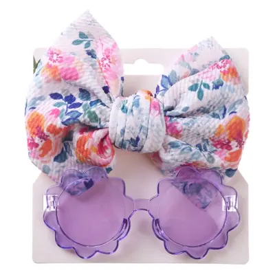 Set Ochelari de Soare pentru Fetite - Imprimeu Floricele Mov