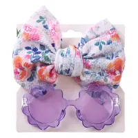 Set Ochelari de Soare pentru Fetite - Imprimeu Floricele Mov