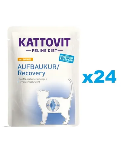 KATTOVIT Feline Diet Recovery Chicken hrana umeda dietetica pentru pisici in convalescenta, cu pui 24 x 85 g