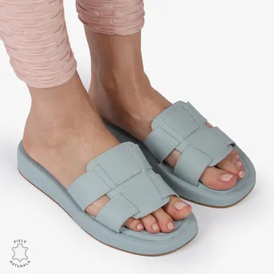 PAPUCI Dama Piele Naturala CRL1430 ALBASTRU