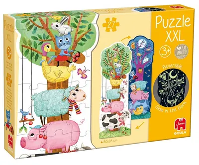 Puzzle progresiv Goula - Animale, zi și noapte, cu piese XXL