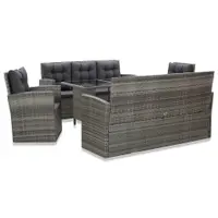 Gossi set mobilier de exterior cu perne, 5 piese, gri, poliratan