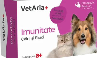 Supliment imunitate pentru caini si pisici, VetAria+, 30 capsule, twist-off
