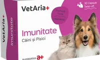 Supliment imunitate pentru caini si pisici, VetAria+, 30 capsule, twist-off