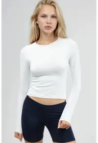 Bluza dama slim fit - maneca lunga - alb - jerseu