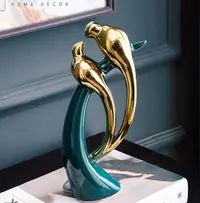 Statuetă Morello - Bird Green & Gold, 26 х 13 х 6.5 cm