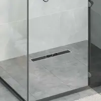 vidaXL Drenaj pentru duș cu capac din sticlă Negru 50 cm
