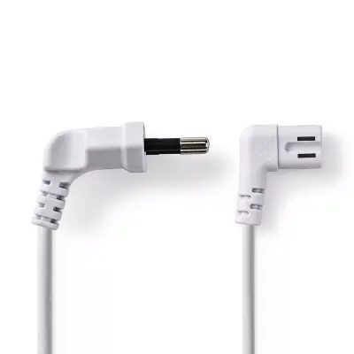 Cablu alimentare Euro tata cotit - 2 Pini IEC-320-C7 cotit 3m alb Nedis