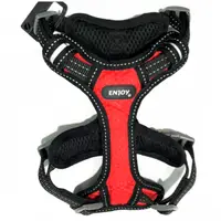 Ham ajustabil din nylon, negru, pentru caini cu circumferinta piept 48-64 cm, 40-60 cm