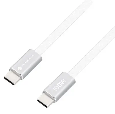 Cablu Forcell - F-Energy, USB-C/USB-C, 100W, 5A, 1.2 m, alb