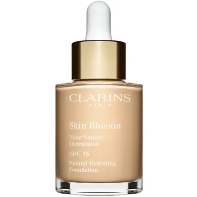 Clarins Skin Illusion Natural Hydrating Foundation makeup radiant cu hidratare SPF 15 culoare 101W Linen 30 ml