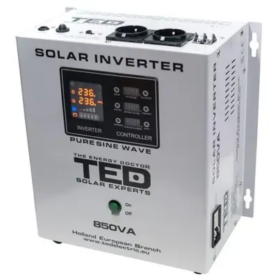 Invertor solar Off Grid TED de la 12V la 230V 850VA/500W unda sinusoidala pura TED000286