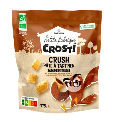 Pernute bio pentru copii cu crema de cacao si alune de padure, 375g, Crosti