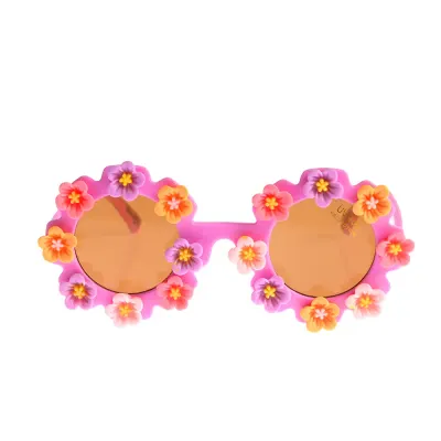 Ochelari de soare cu flori multicolore si protectie UV400