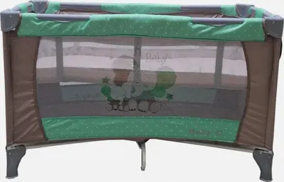 Patut pentru copii Baby Care PRO FMG Maro Verde 120x60 cm, Pliabil, 2 Niveluri de inaltime, Cu geanta transport inclusa, Plasa insecte